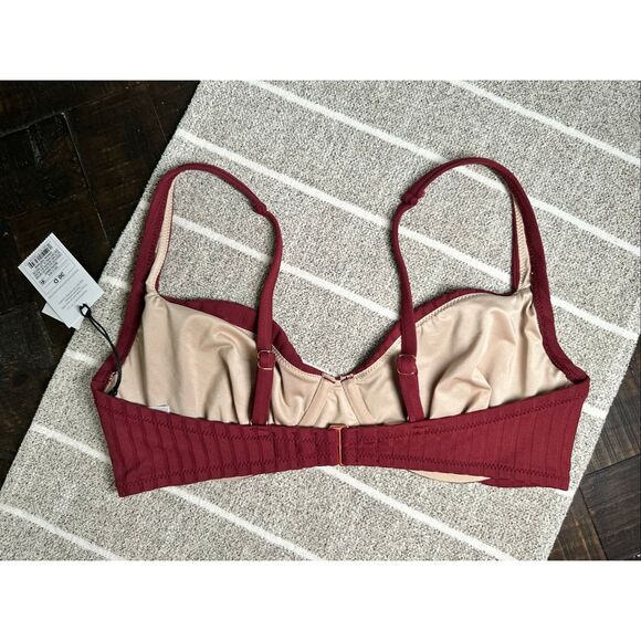 Shade and Shore Maroon Unlined Ribbed Bikini Top With Underwire Size 36D - Picture 5 of 5